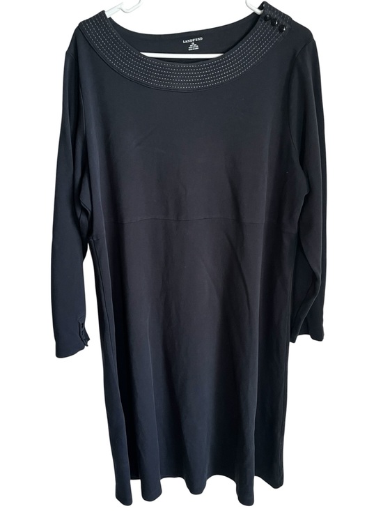 Lands' End Tops - Lands' End Black Boatneck Long-Sleeve Dress Button Detail Modest Size 1X 16W/18W